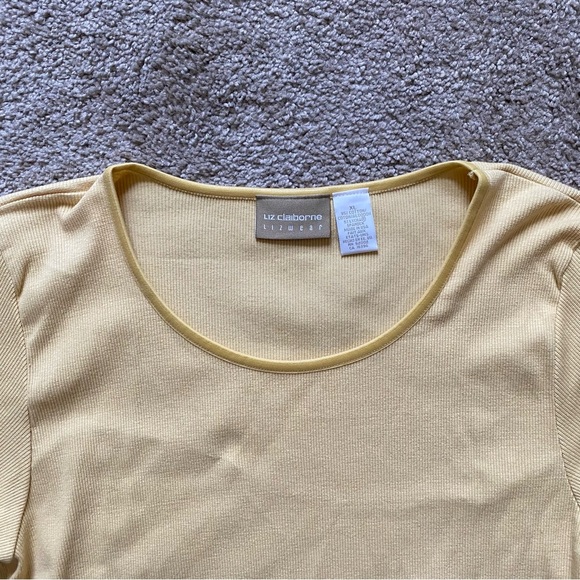 NWT ~ VTG ~ 1990s ~ Liz Claiborne ~ Pastel Yellow Ribbed Shirt ~ Size XL - Picture 3 of 4